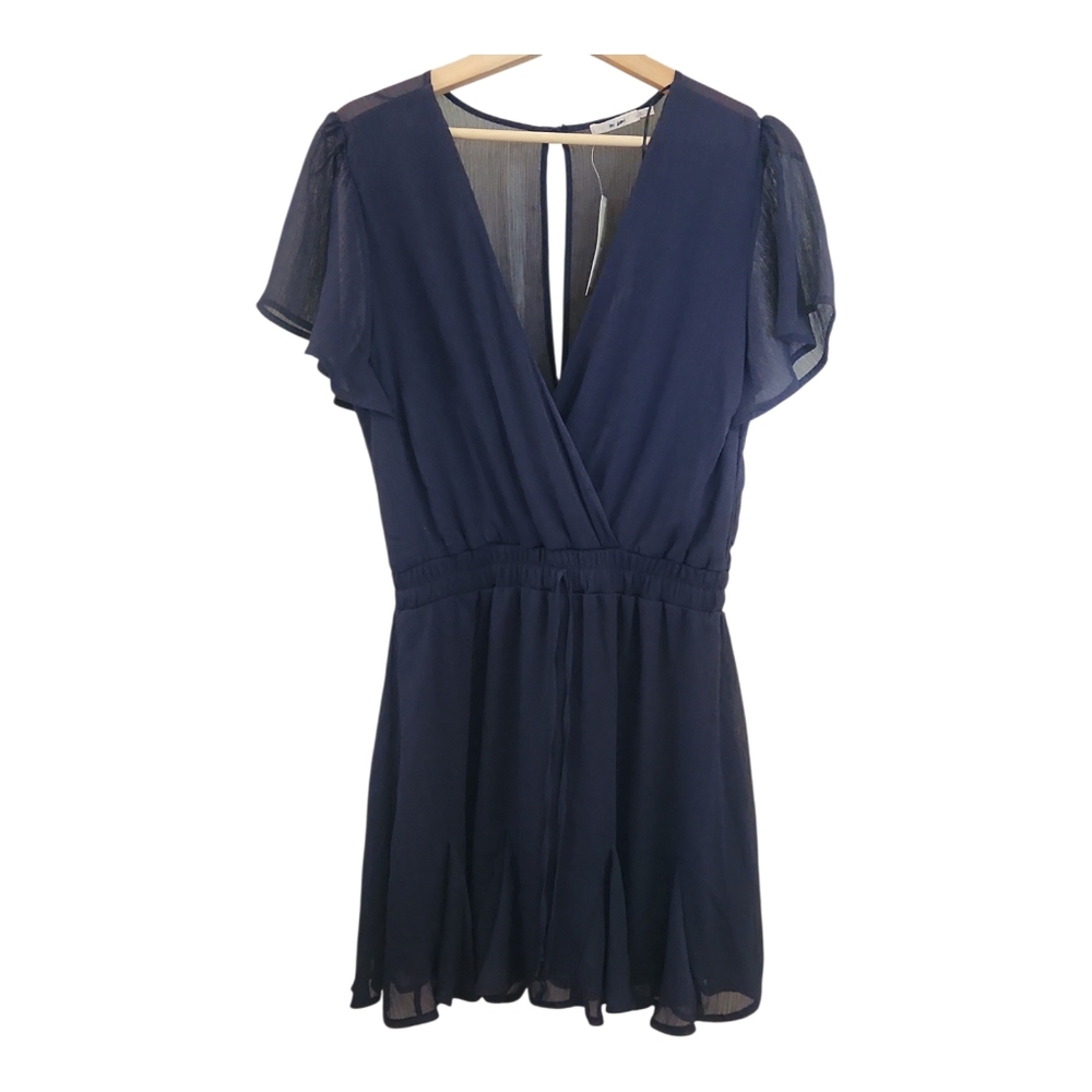 NWT Mi Ami Francesca's Women's Navy Surplice Neck Cinched Dress Size L